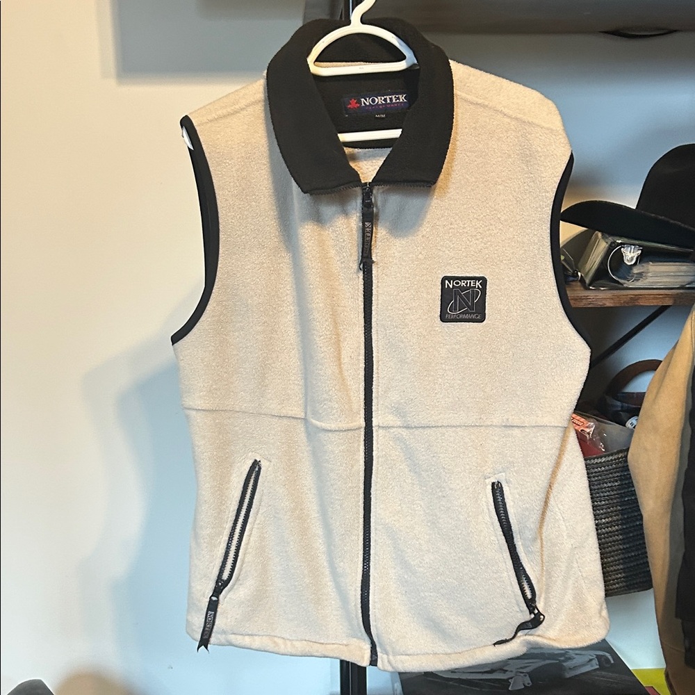 Beige and Black Men's Vest